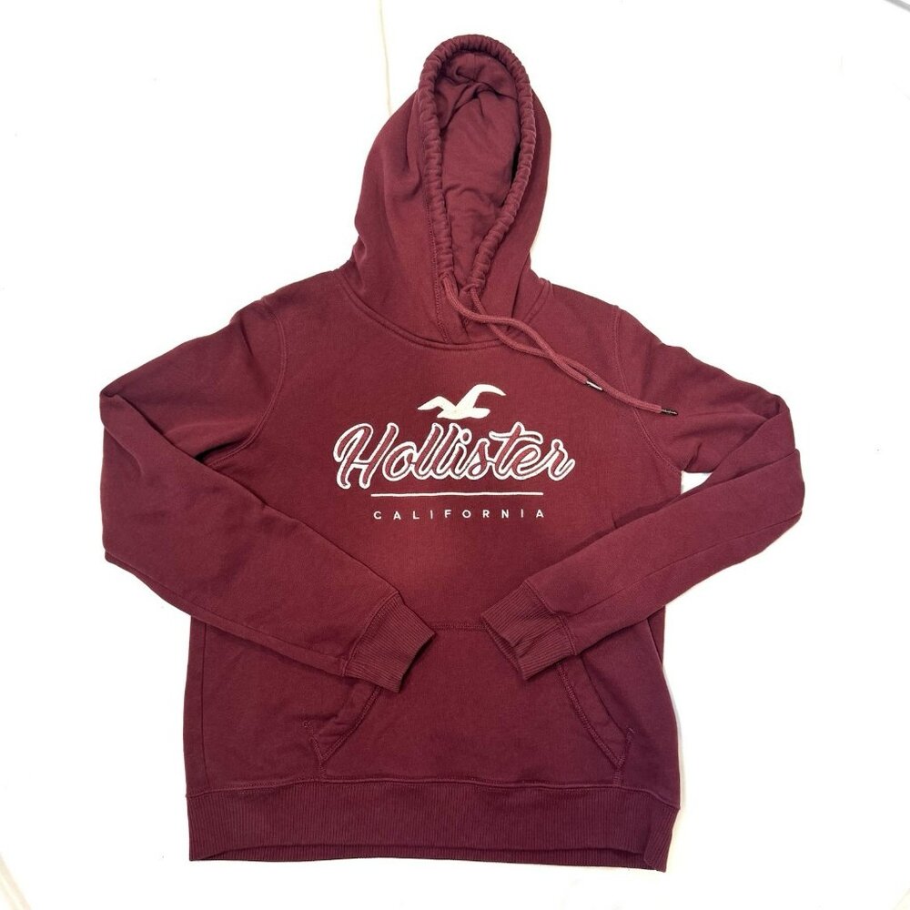 3/$30 📦 Vintage/Y2K Hollister Sweatshirt Women's Size Small Burgundy Red Hoodie